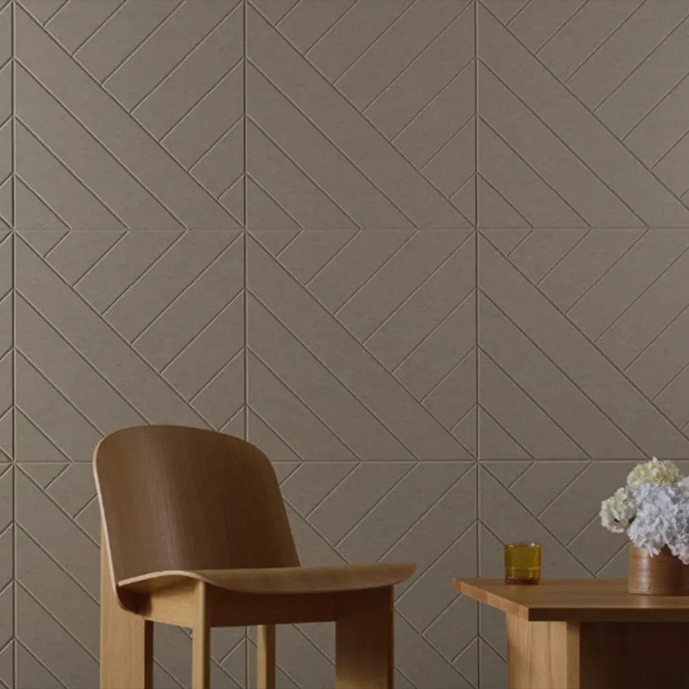 Autex groove acoustic wall tiles switch pattern in opera colour in situ